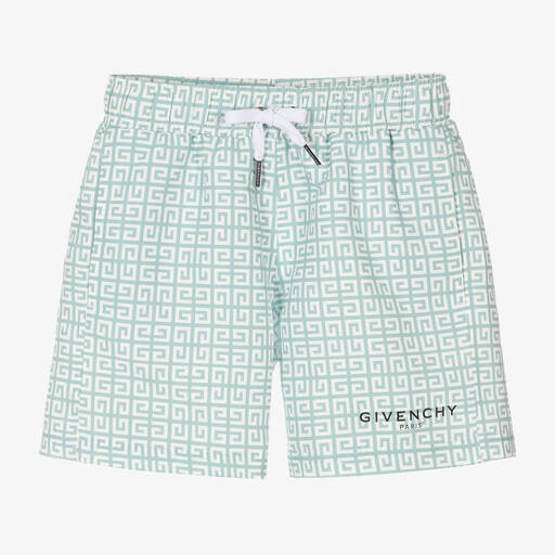 Givenchy-Teen Boys Sage Green 4G Swim Shorts | Childrensalon