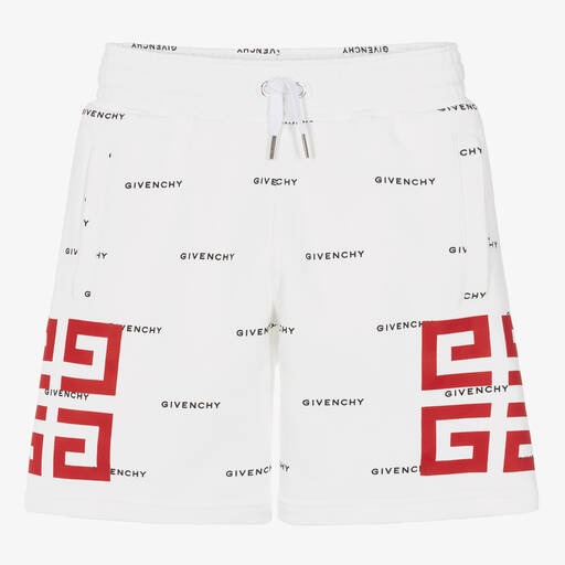Givenchy-Teen Boys White 4G Cotton Shorts | Childrensalon