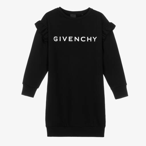 Givenchy-فستان سويتشيرت تينز بناتي قطن جيرسي لون أسود | Childrensalon