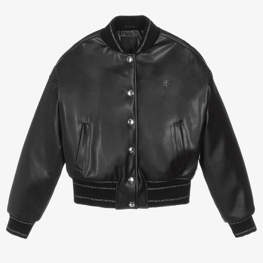 Givenchy-Teen Girls Black Faux Leather Jacket | Childrensalon