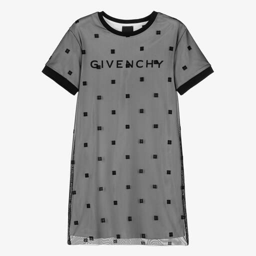 Givenchy-Teen Girls Black Mesh 4G Logo Dress | Childrensalon