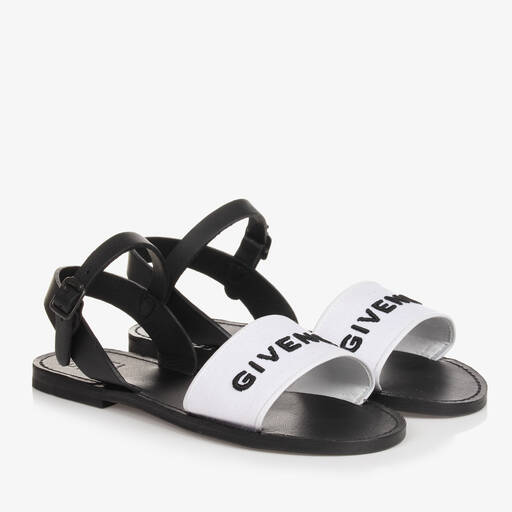 Givenchy-Teen Girls Black & White Leather Sandals | Childrensalon