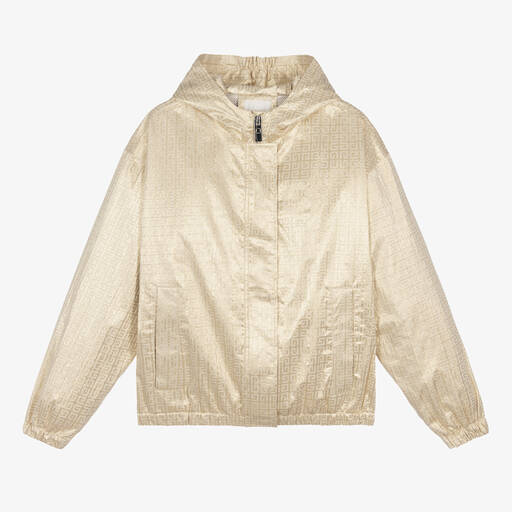 Givenchy-Teen Girls Gold Jacquard Hooded Jacket | Childrensalon
