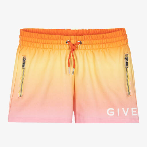 Givenchy-Teen Girls Orange & Pink Logo Shorts | Childrensalon
