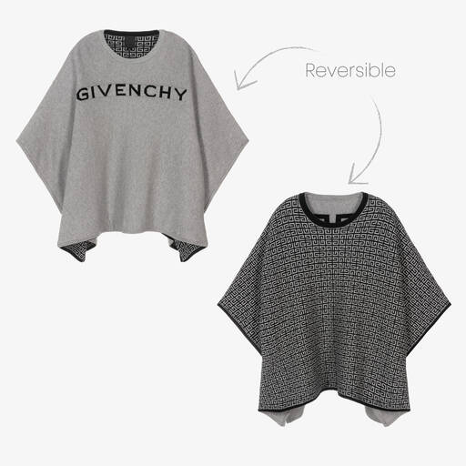 Givenchy-كيب تينز بناتي بوجهين مزيج قطن لون رمادي  | Childrensalon