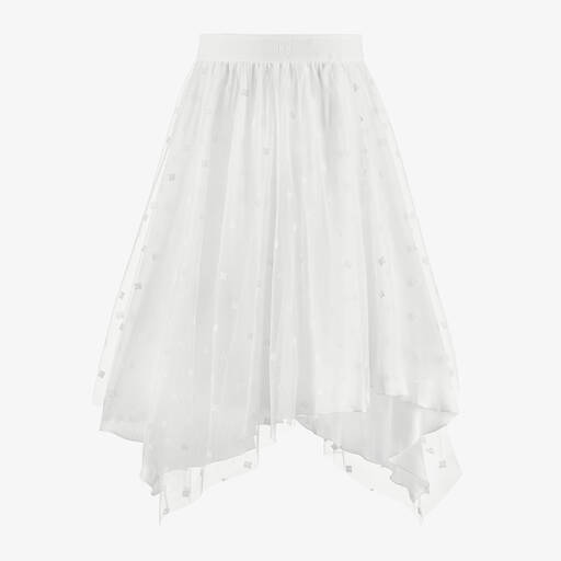 Givenchy-Teen Girls White 4G Tulle Skirt | Childrensalon