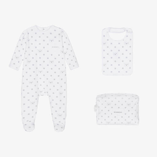 Givenchy-White 4G Cotton Babygrow Set | Childrensalon