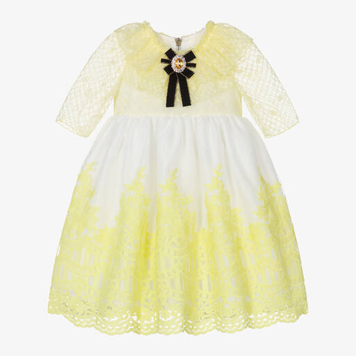 Graci-Baby Girls Yellow Lace & Tulle Dress | Childrensalon