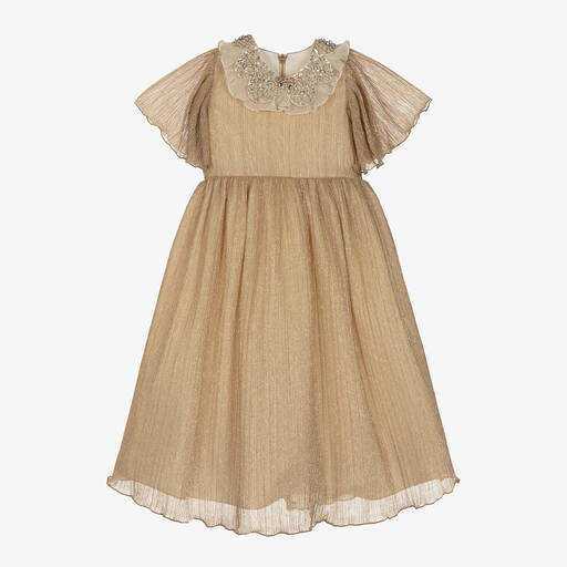 Graci-Girls Gold Shimmer Dress | Childrensalon