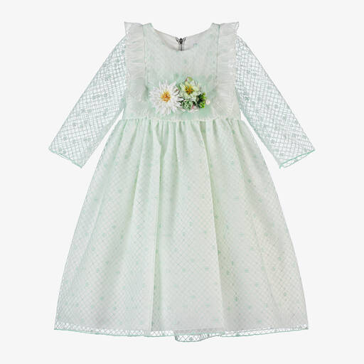 Graci-Girls Green Tulle Flower Dress | Childrensalon