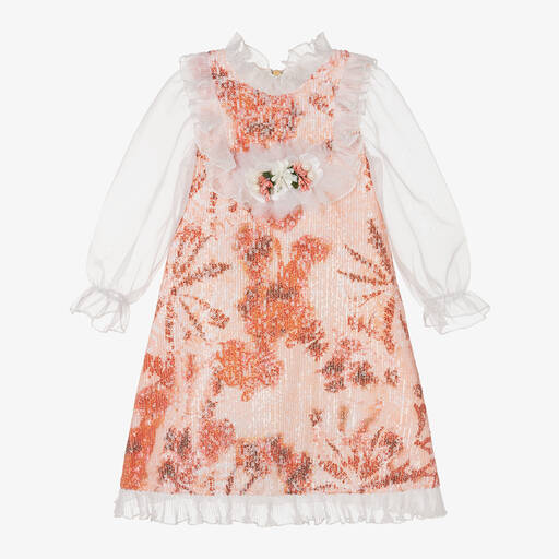 Graci-Girls Orange Sequin & Organza Dress  | Childrensalon