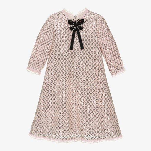 Graci-Girls Pink Tulle & Silver Sequin Dress | Childrensalon