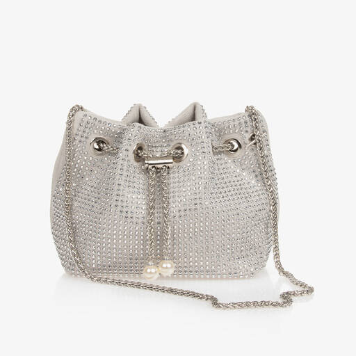 Graci-Girls Silver Diamanté Shoulder Bag (17cm) | Childrensalon