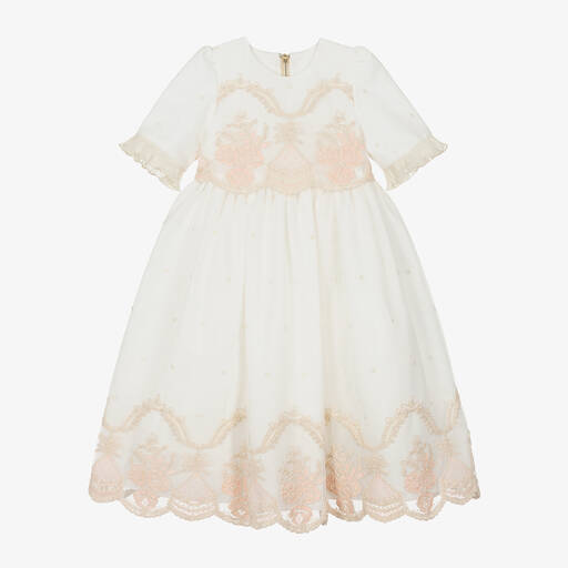 Graci-Girls White & Pink Tulle Dress | Childrensalon