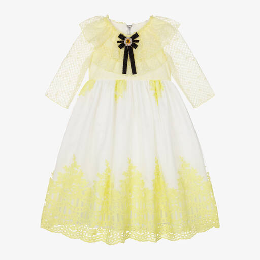 Graci-Girls Yellow Lace & Tulle Dress | Childrensalon