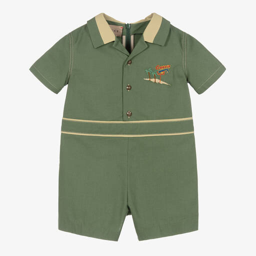 Gucci-Baby Boys Green Cotton Shortie | Childrensalon