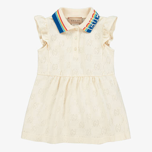 Gucci-Кремовое хлопковое платье для малышей | Childrensalon