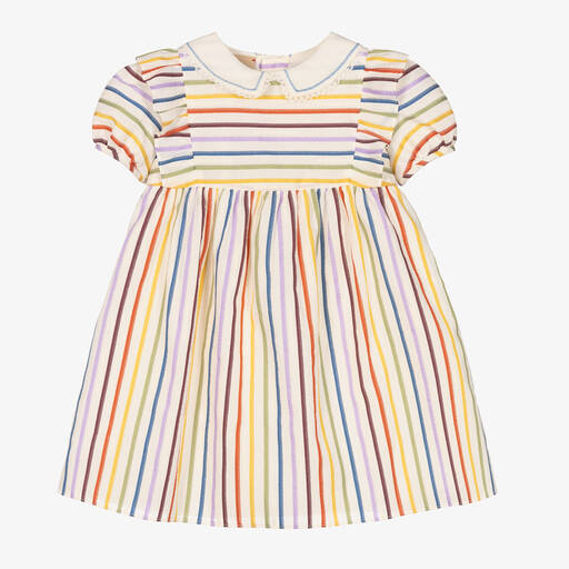 Gucci-Baby Girls Ivory Stripe Cotton Dress | Childrensalon