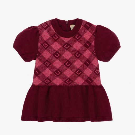 Gucci-Baby Girls Red Wool Knit Dress | Childrensalon
