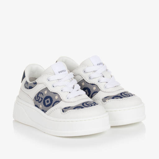 Gucci-Sneaker aus weißem und blauem Leder für Babys | Childrensalon