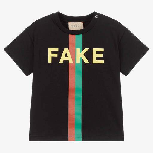 Gucci-Black Fake/Not Baby T-Shirt | Childrensalon