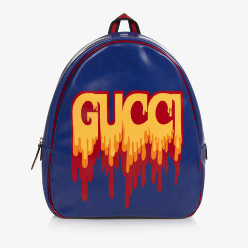 Gucci-Blue Canvas Web Backpack (36cm) | Childrensalon