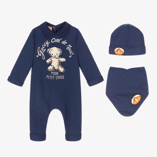 Gucci-Blue Cotton Babygrow Gift Set | Childrensalon