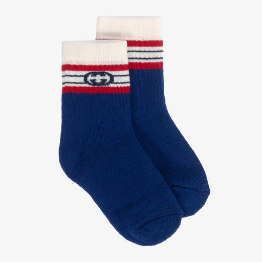 Gucci-Blue Interlocking G Baby Socks | Childrensalon