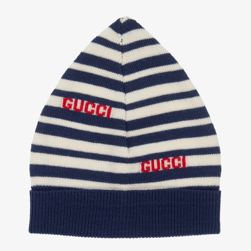 Gucci-Blue & Ivory Striped Baby Hat | Childrensalon