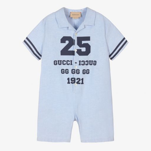 Gucci-Blue Oxford Cotton Shortie | Childrensalon
