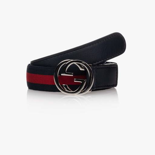 Gucci-Сине-красный тканевый ремень с пряжкой GG | Childrensalon