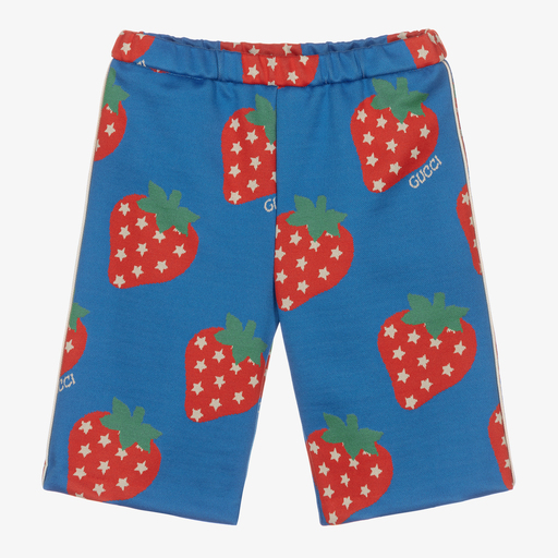 Gucci-Blue Strawberry Baby Trousers | Childrensalon