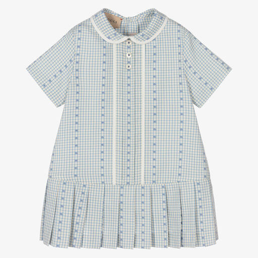 Gucci-Blue & White Checked Dress | Childrensalon