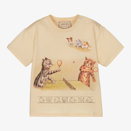 Gucci-Boys Beige Cotton T-Shirt | Childrensalon