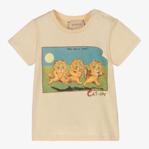 Gucci-Boys Beige Cotton T-Shirt | Childrensalon