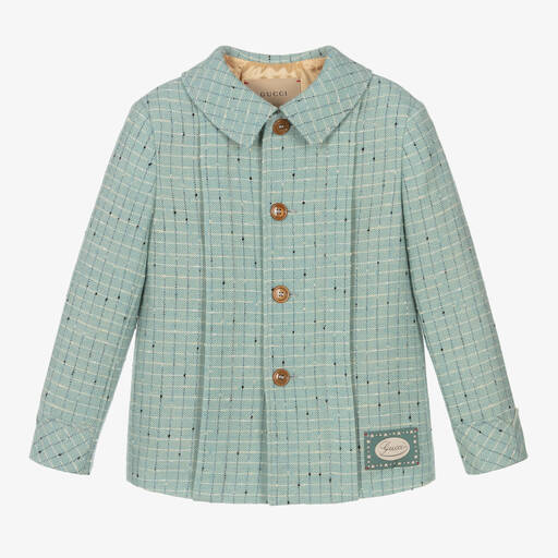 Gucci-Boys Blue Damier Wool Check Jacket | Childrensalon