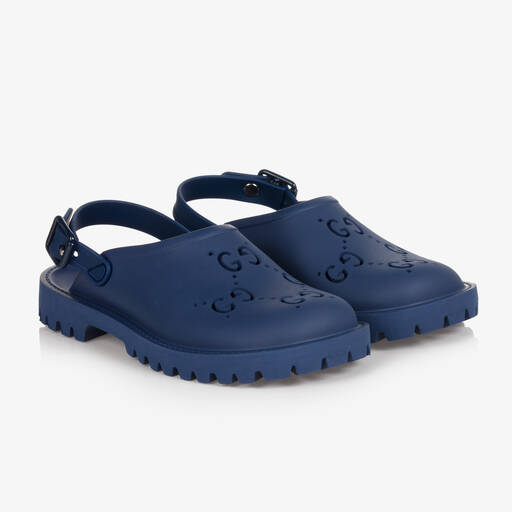 Gucci-Boys Blue GG Logo Rubber Sandals | Childrensalon