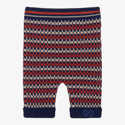 Gucci-Boys Blue & Orange Knitted GG Trousers | Childrensalon