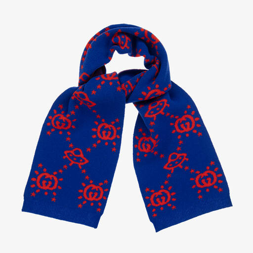 Gucci-Синий шерстяной шарф с НЛО для мальчиков (145см) | Childrensalon