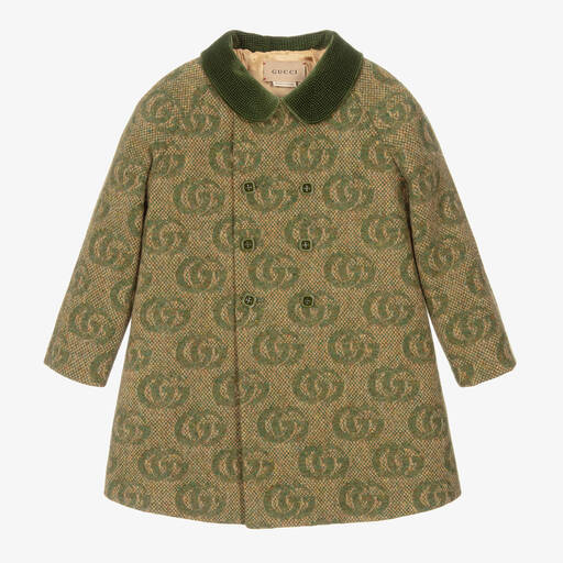 Gucci-معطف أطفال ولادي صوف لون أخضر | Childrensalon