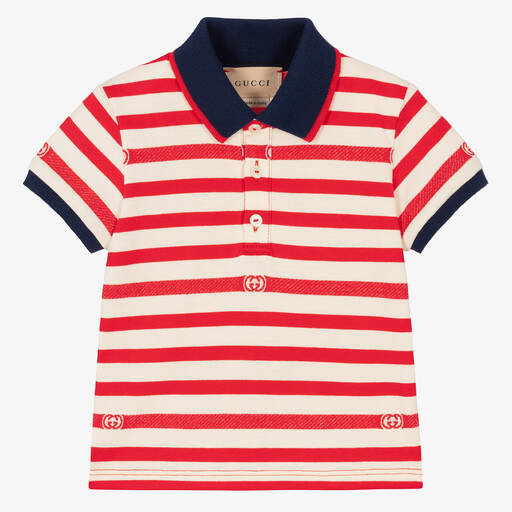 Gucci-Rot gestreiftes Poloshirt (J) | Childrensalon