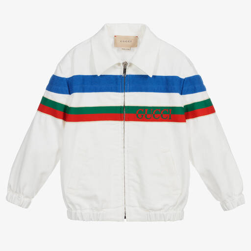 Gucci-Boys White Cotton Logo Jacket | Childrensalon