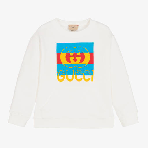 Gucci-Sweat blanc en coton garçon | Childrensalon
