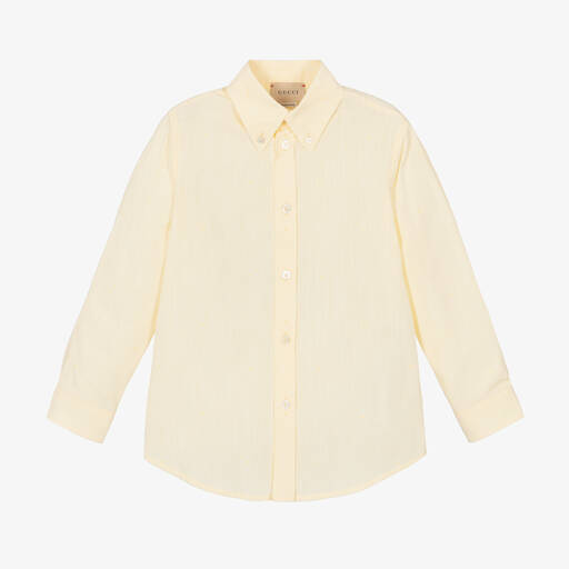 Gucci- Желтая хлопковая рубашка с ромбами | Childrensalon