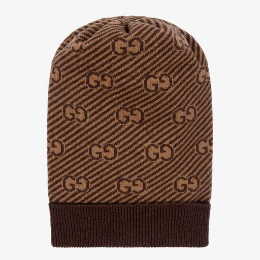 Gucci-Brown & Beige GG Wool Hat | Childrensalon