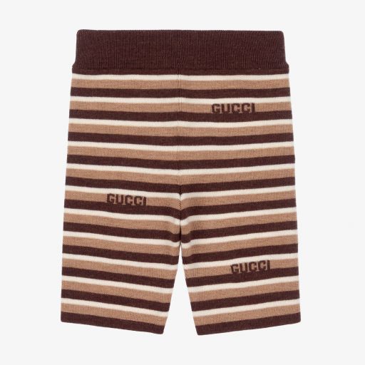 Gucci-Brown Knitted Wool Baby Shorts | Childrensalon