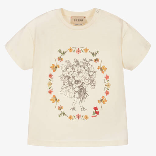 Gucci-T-shirt Fée et fleurs Fille | Childrensalon
