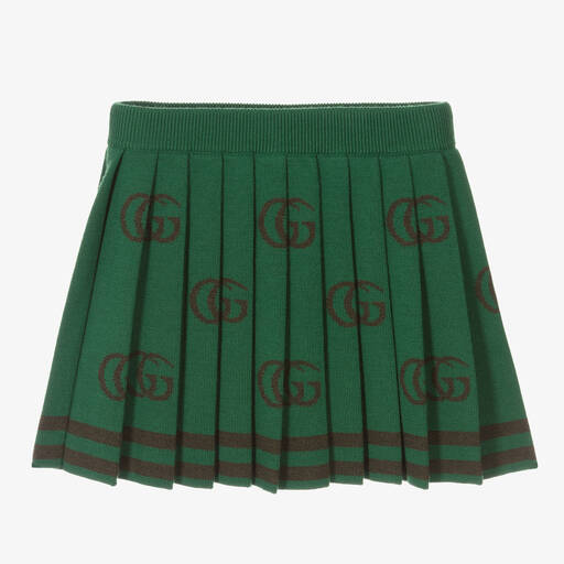 Gucci-Зеленая шерстяная юбка с принтом GG для девочек | Childrensalon