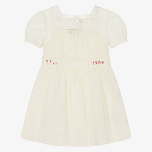 Gucci-Girls Ivory Cotton Dress | Childrensalon