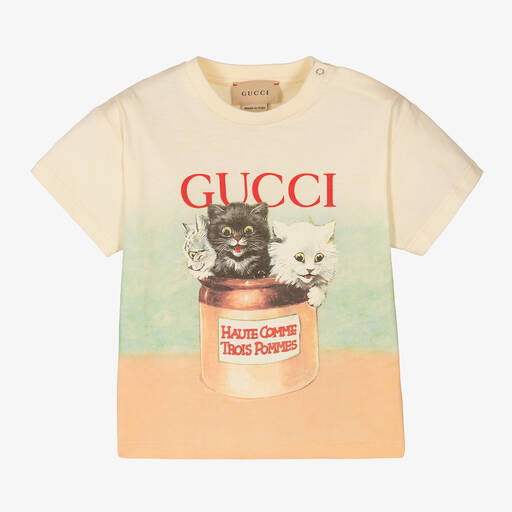 Gucci-تيشيرت أطفال بناتي قطن لون عاجي | Childrensalon
